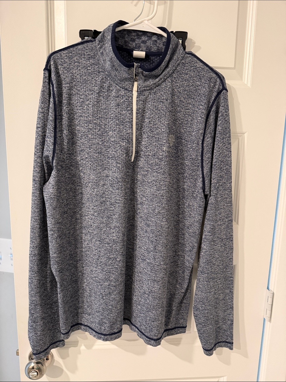 BEN SHERMAN SPORT LARGE L Men's Heathered Blue-Gray Quarter Zip Pullover SSG